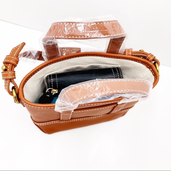 💕H.P💕🆕{J. Crew}Rich Oak Leather Mini Montauk Tote Bag - Picture 9 of 14